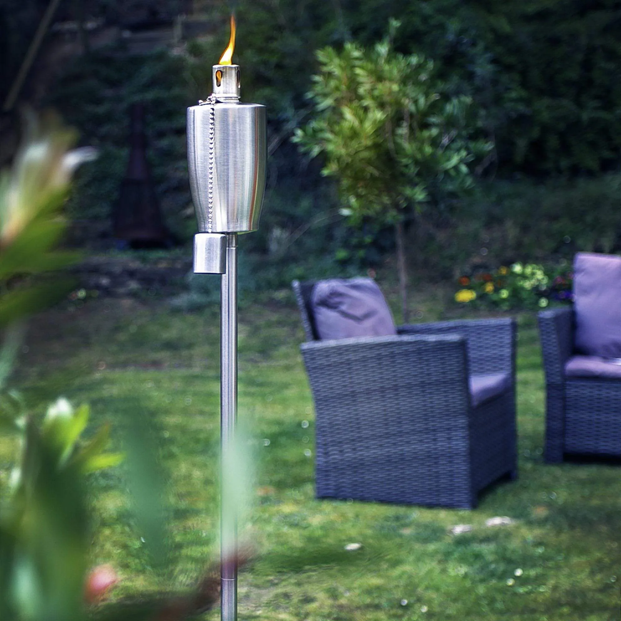 1.46m Metal Barrel Garden Torches - Pack of Six - By Harbour Housewares