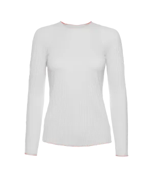 196052-100 | PLEATED L/S CREW | WHITE