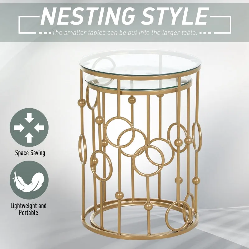 2pc Nesting Side Table Set - Gold