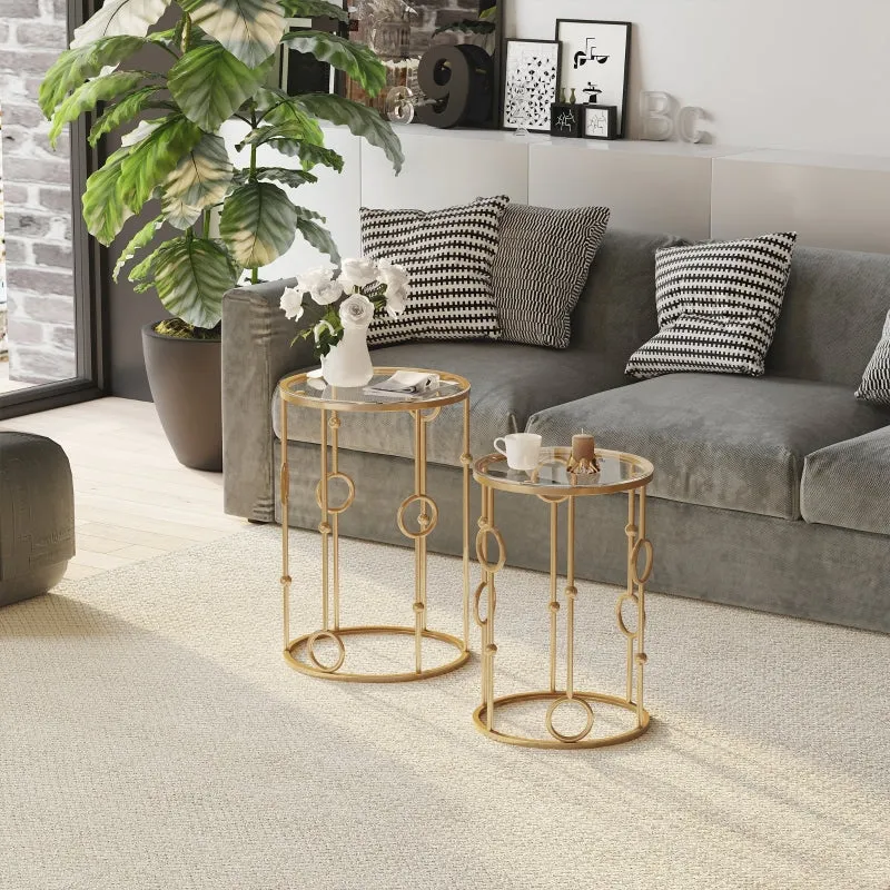 2pc Nesting Side Table Set - Gold