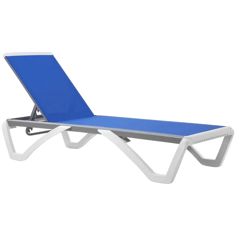 5 - Level Outdoor Portable Chaise Patio Lounge Chair with Adjustable Back - Blue