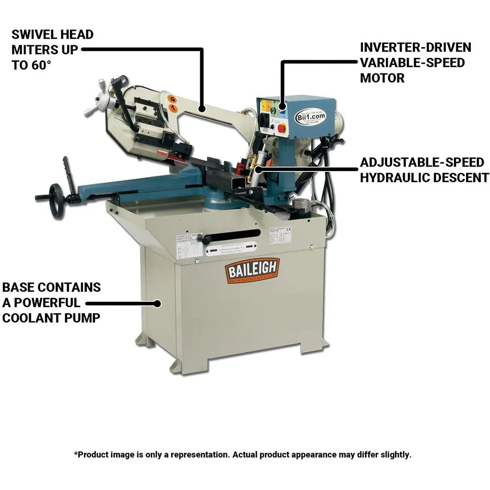 Baileigh 1001396 BS-250M 110V 8" Horizontal Metal Mitering Head Band Saw