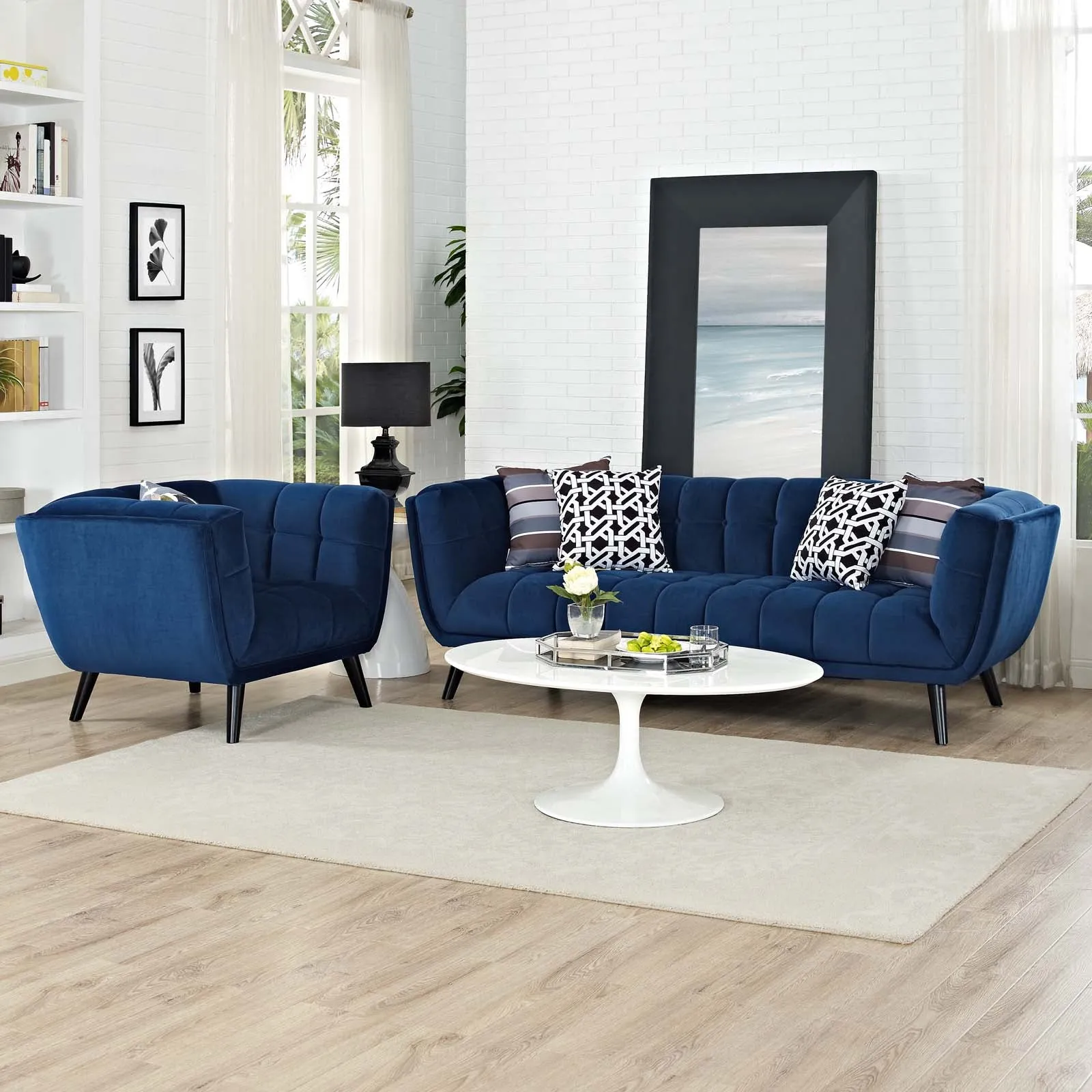 Bestow 2 Piece Performance Velvet Sofa and Armchair Set by Modway