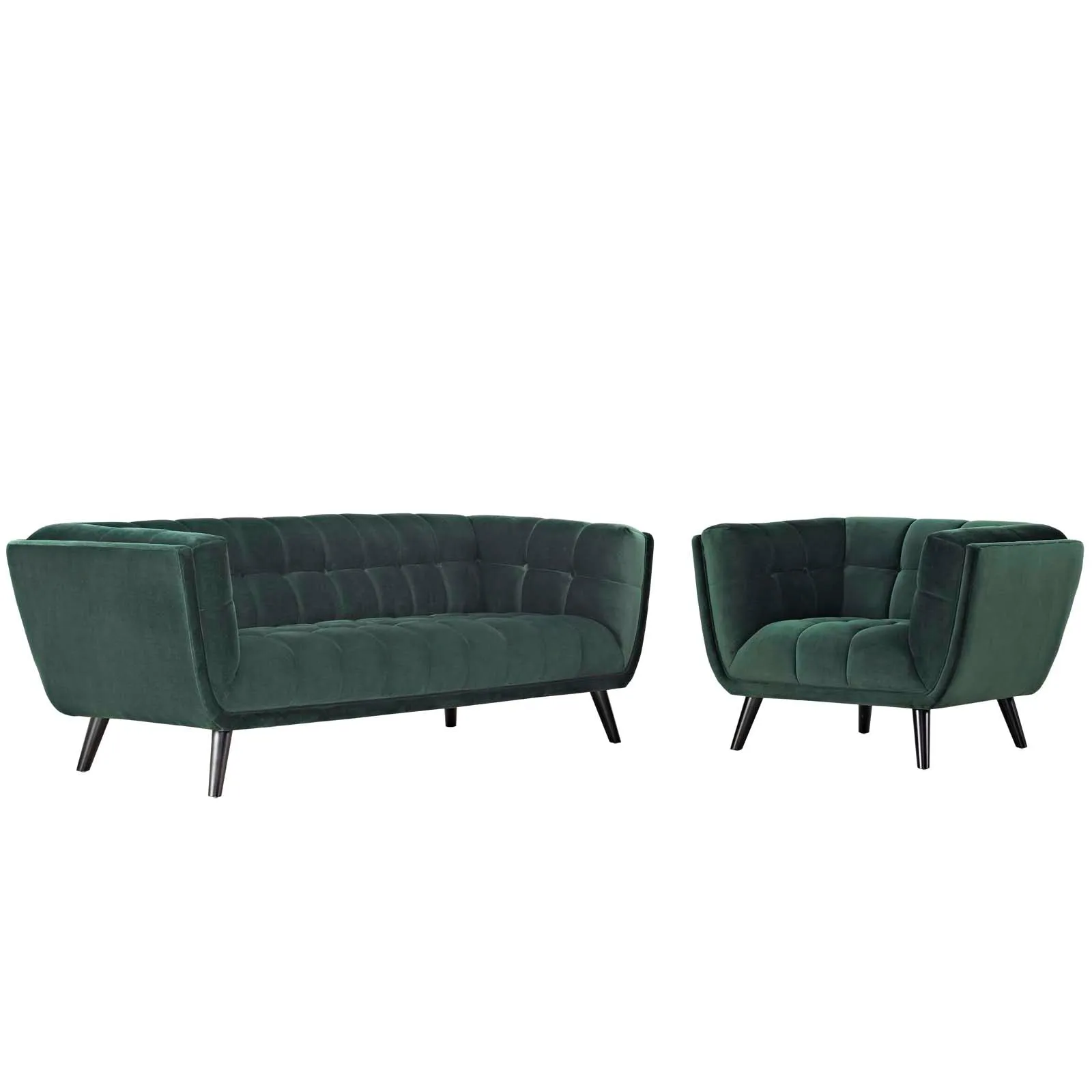 Bestow 2 Piece Performance Velvet Sofa and Armchair Set by Modway