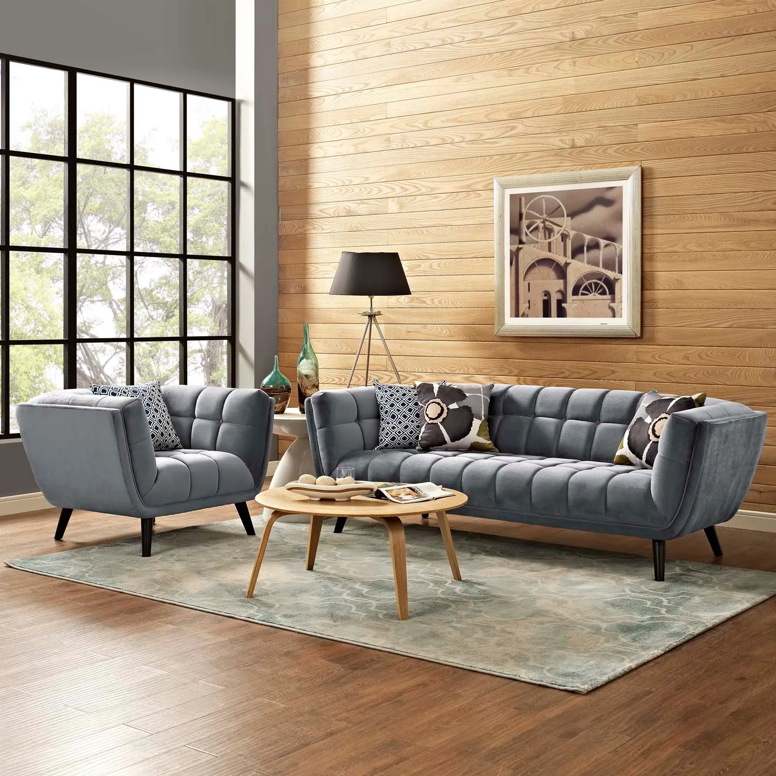 Bestow 2 Piece Performance Velvet Sofa and Armchair Set by Modway