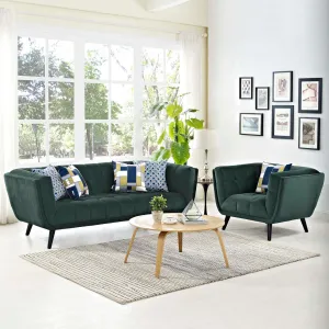 Bestow 2 Piece Performance Velvet Sofa and Armchair Set by Modway