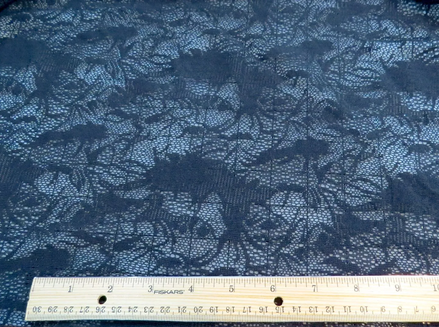 Black Floral Leaf Stretch Lace