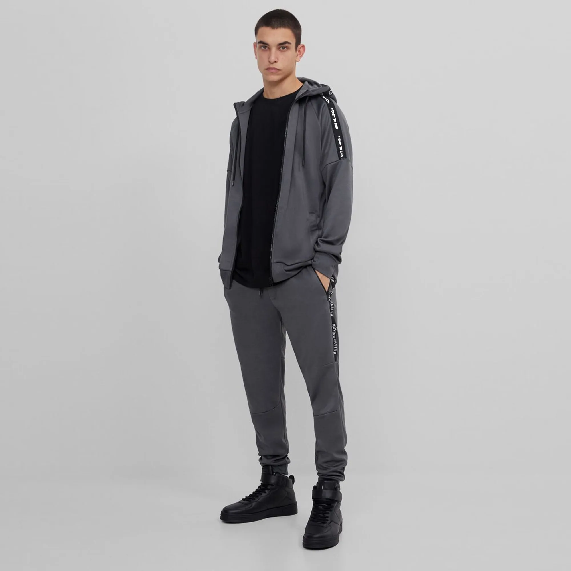 BR - Men 'Grey' Side Stripe  Polyester Jogging Trouser BR166