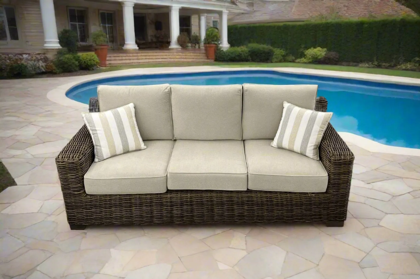 Carmel Brown 87" Outdoor Sofa with LUX Heavy Weave