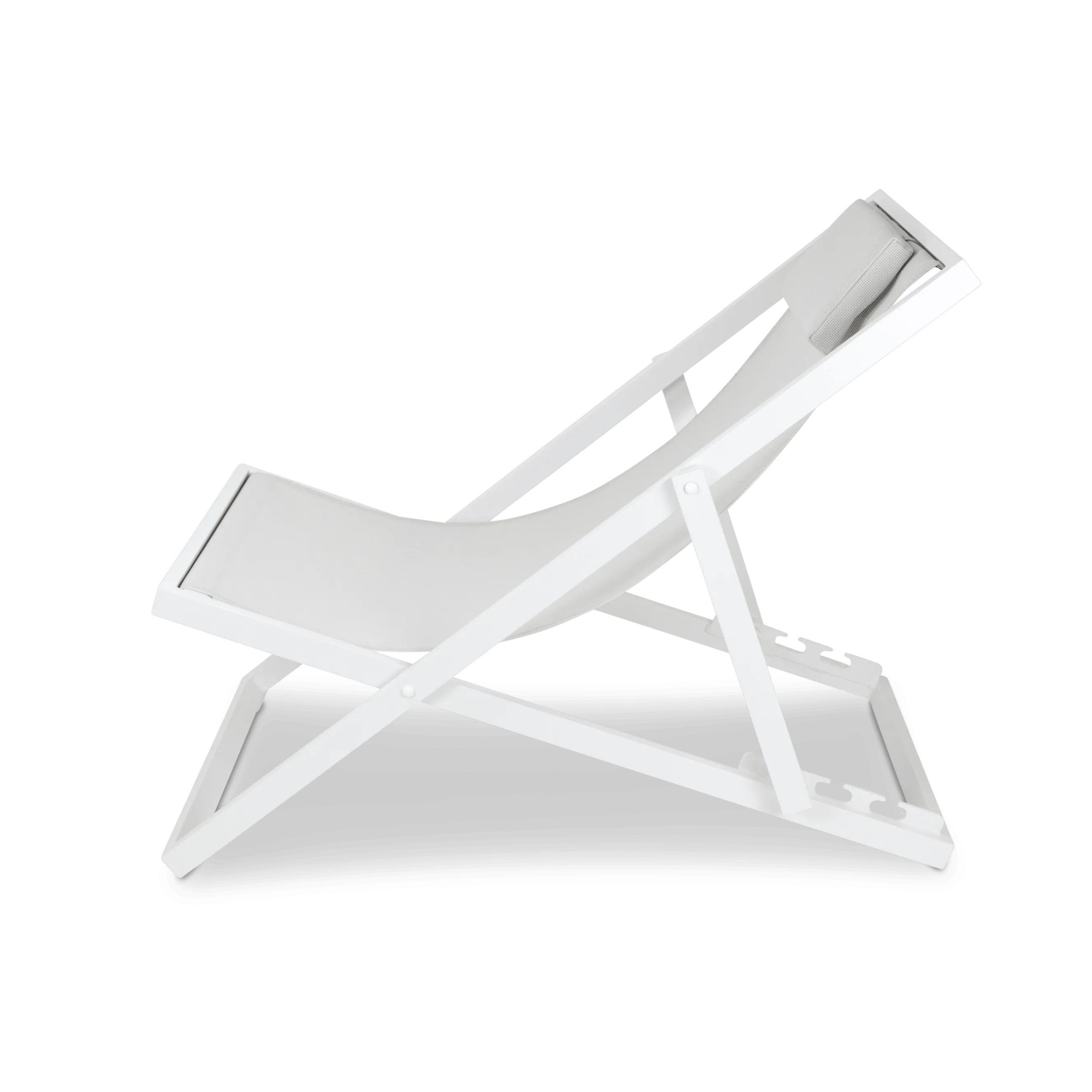 Chill Outdoor Deck Chair in Arctic White Aluminium Frame and Stone Grey Textilene