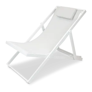 Chill Outdoor Deck Chair in Arctic White Aluminium Frame and Stone Grey Textilene