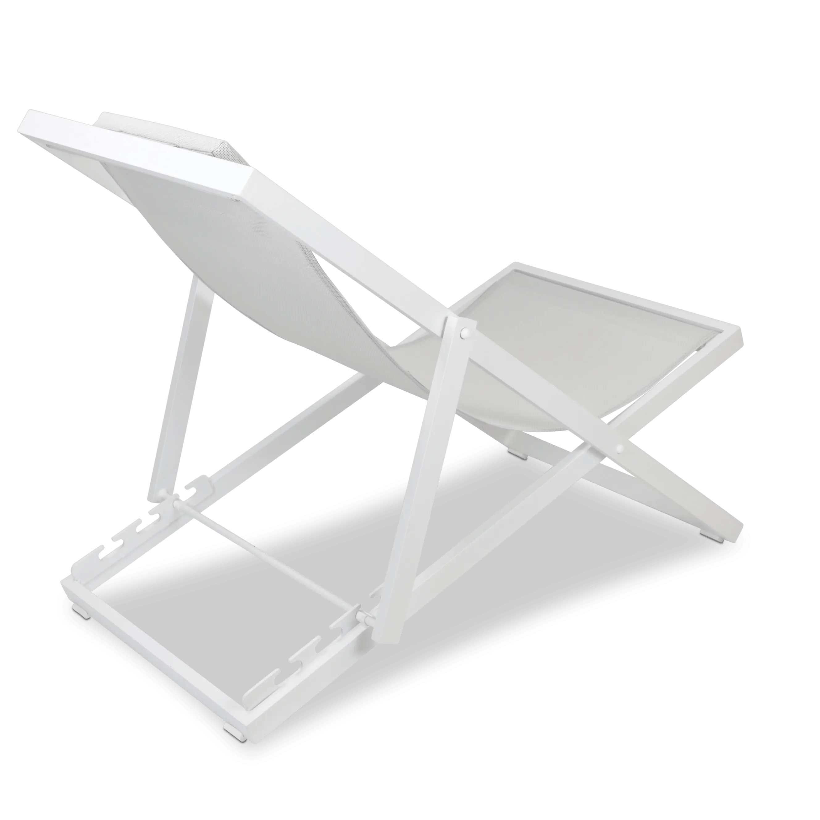 Chill Outdoor Deck Chair in Arctic White Aluminium Frame and Stone Grey Textilene