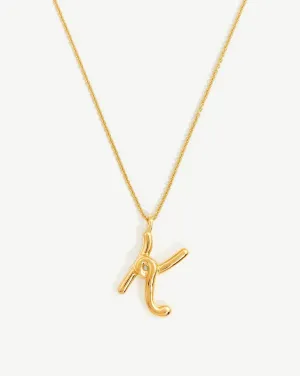 Curly Molten Initial Pendant Necklace - Initial K | 18k Gold Vermeil