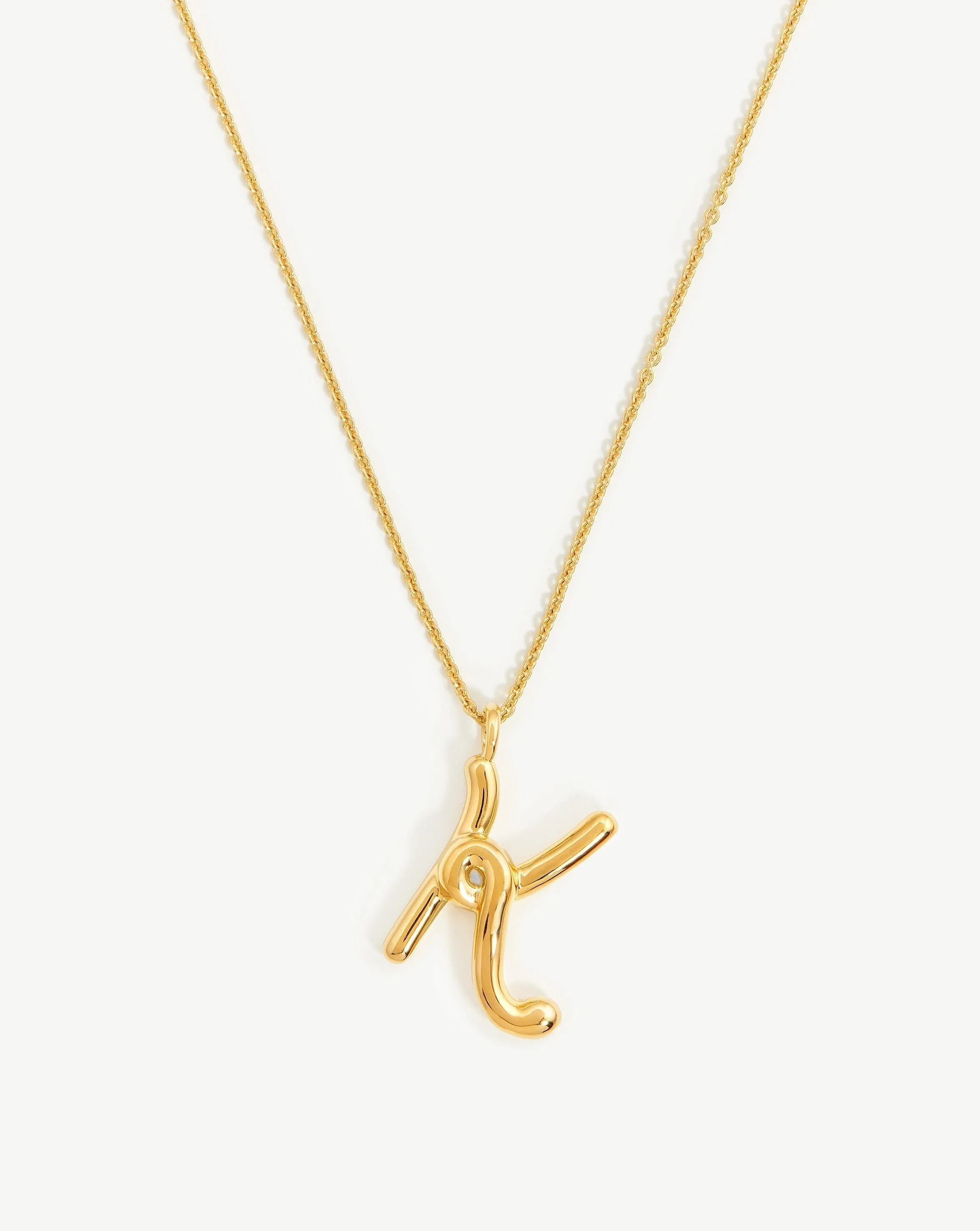 Curly Molten Initial Pendant Necklace - Initial K | 18k Gold Vermeil