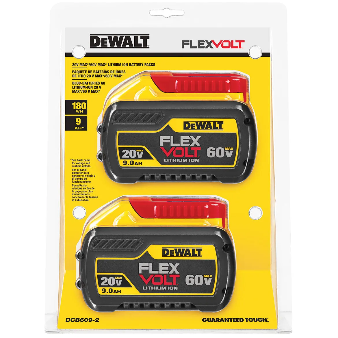 DeWALT DCB609-2 20/60V 9.0Ah MAX FLEXVOLT Lithium-Ion Battery, 2 Pk