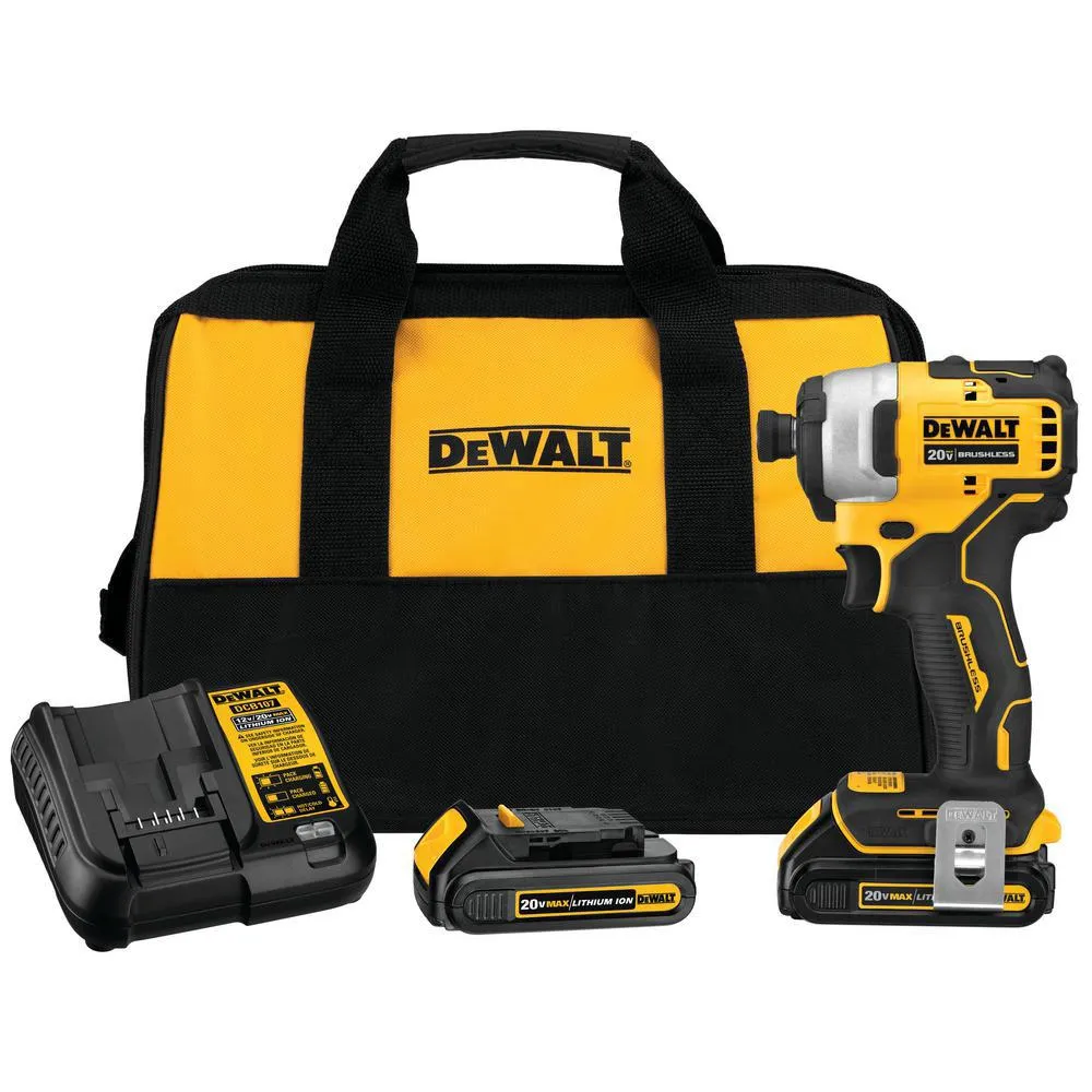 DeWALT DCF809C2 20V 1/4 Inch Brushless Compact Atomic Impact Driver Kit