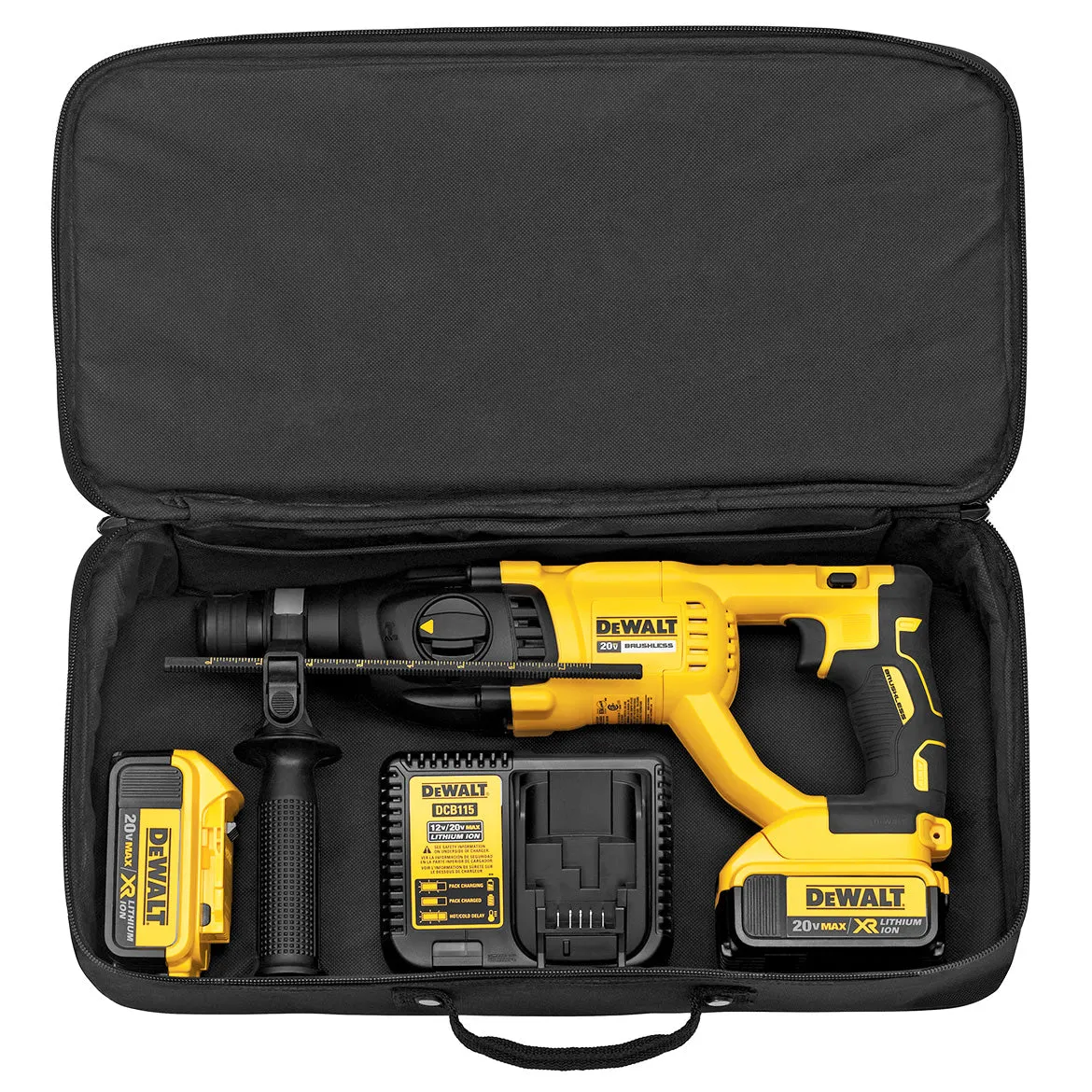 DeWALT DCH133M2 20V 1-Inch D-Handle XR Brushless Cordless Rotary Hammer Kit