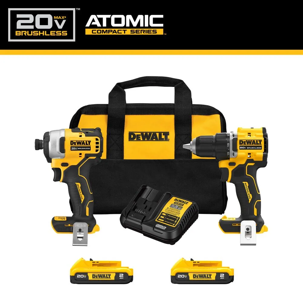 DeWALT DCK225D2 20V MAX ATOMIC 1/2" Drill Driver / 1/4" Impact Driver Combo Kit