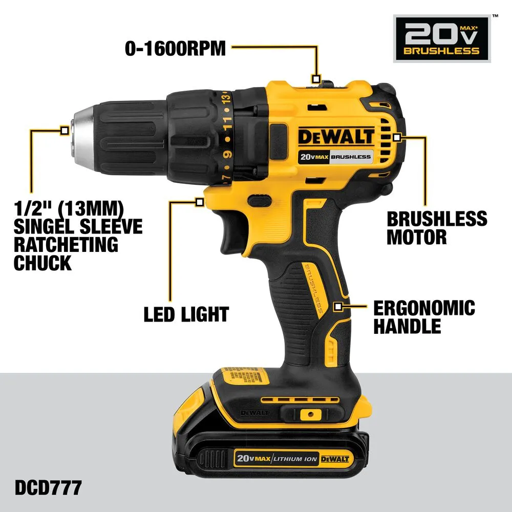 DeWALT DCK277D2 20V MAX Cordless Brushless Drill / Impact Driver Combo Kit