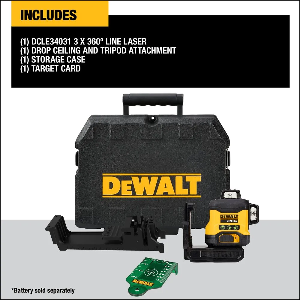 DeWALT DCLE34031B 20V MAX 3 x 360 Green Line Laser - Bare Tool