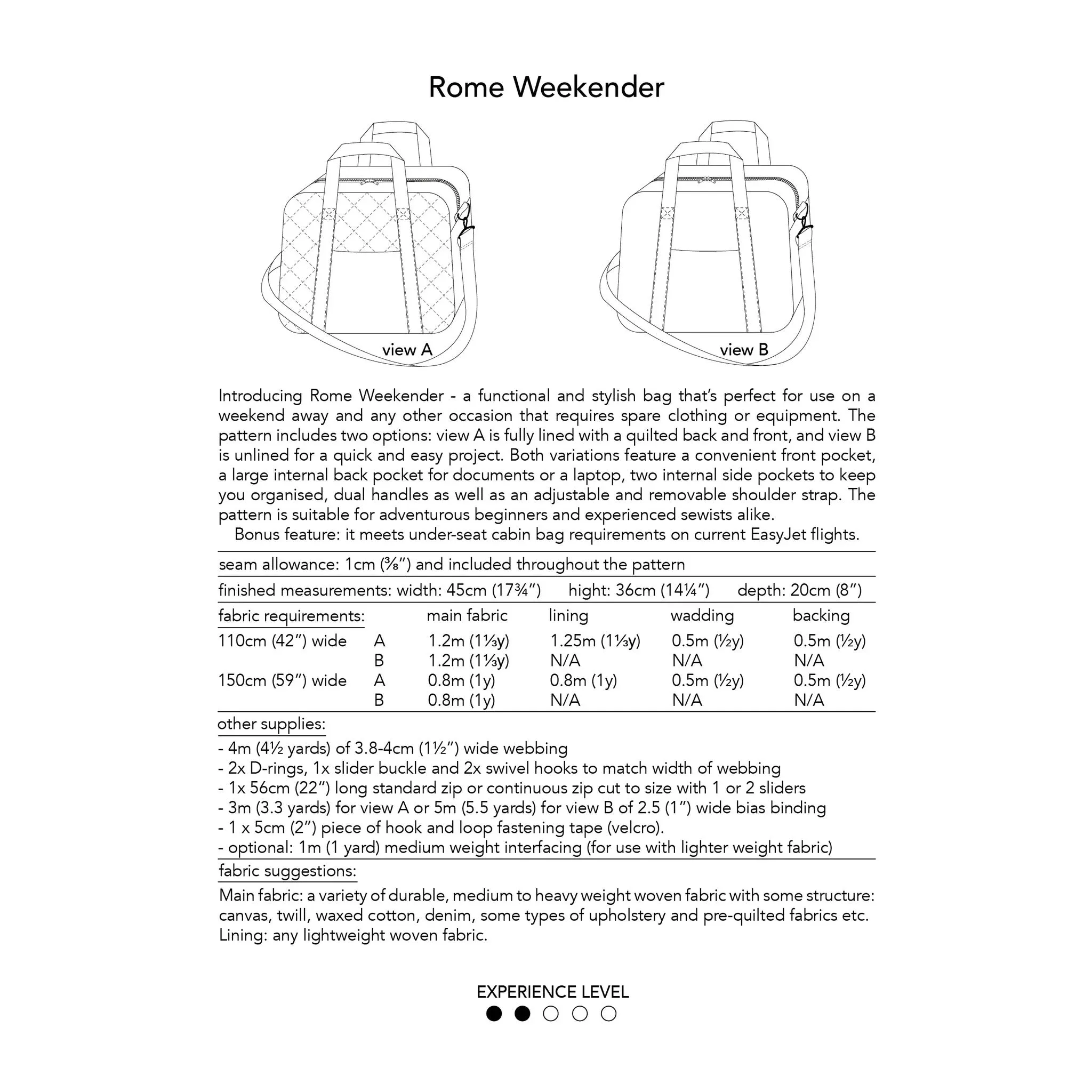 Dhurata Davies - Rome Weekender Bag - Paper Sewing Pattern