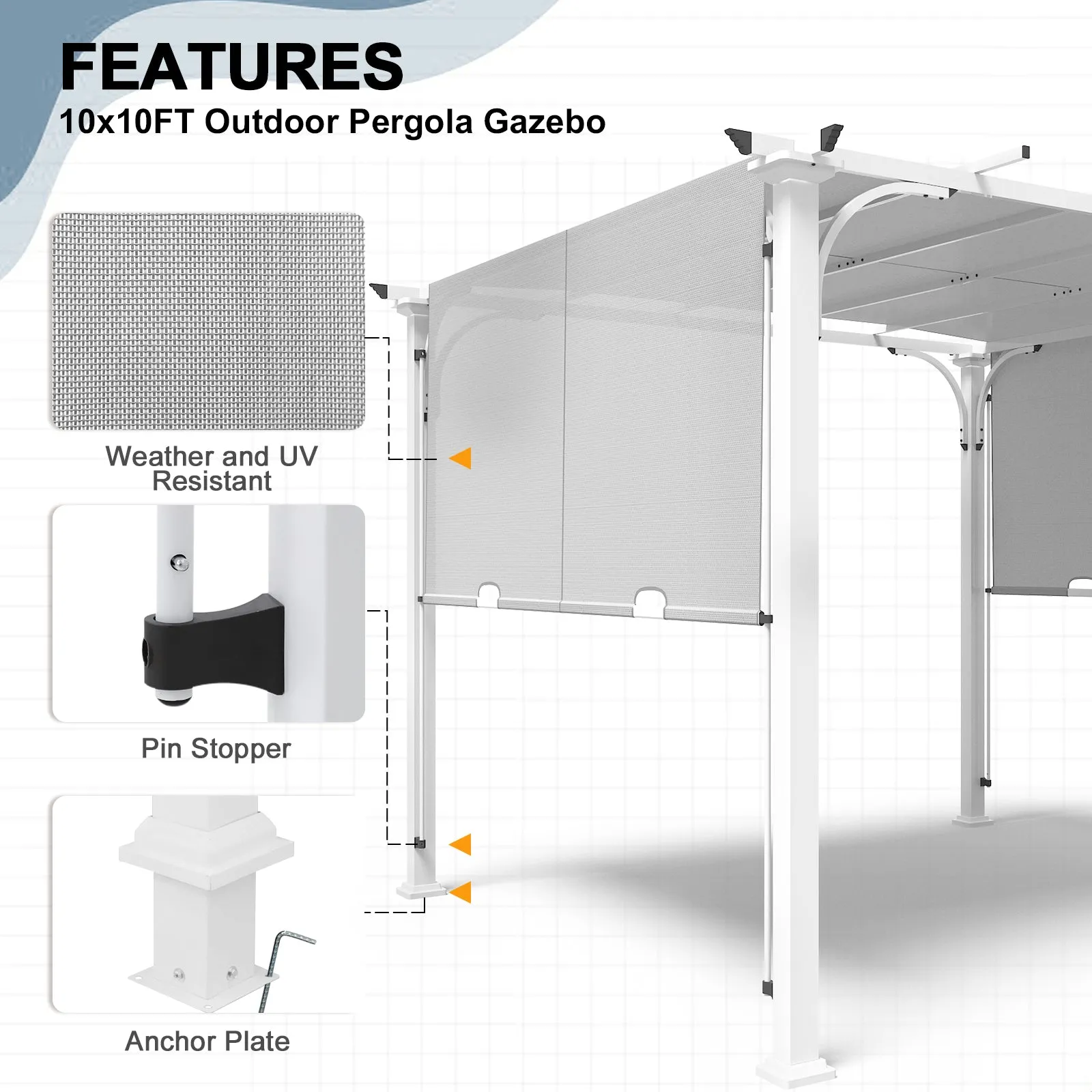 EAGLE PEAK 10x10 Metal Pergola with Textilene Top