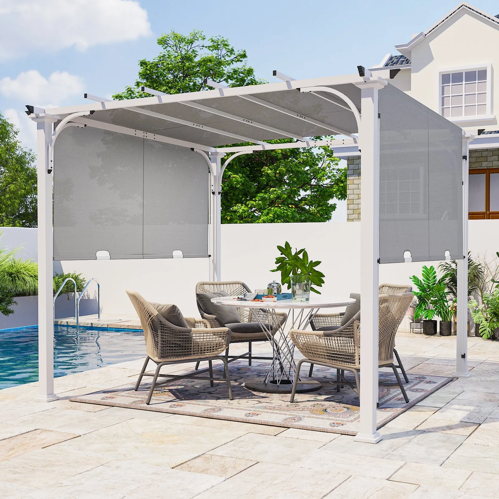 EAGLE PEAK 10x10 Metal Pergola with Textilene Top