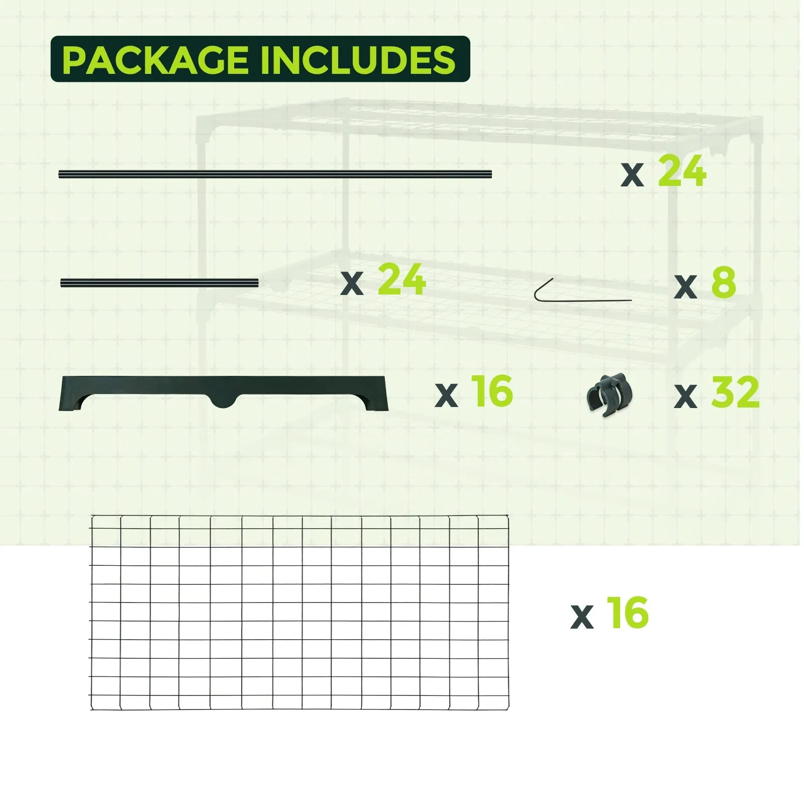 EAGLE PEAK Greenhouse Shelving Staging Double 4 Tier, Outdoor / Indoor Plant Shelves, 42" x 18" x 42", Green