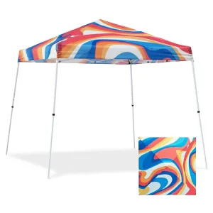 Eagle Peak SHADE GRAPHiX Slant Leg 10x10 Easy Setup Pop Up Canopy Tent with Digital Printed Swirl Top