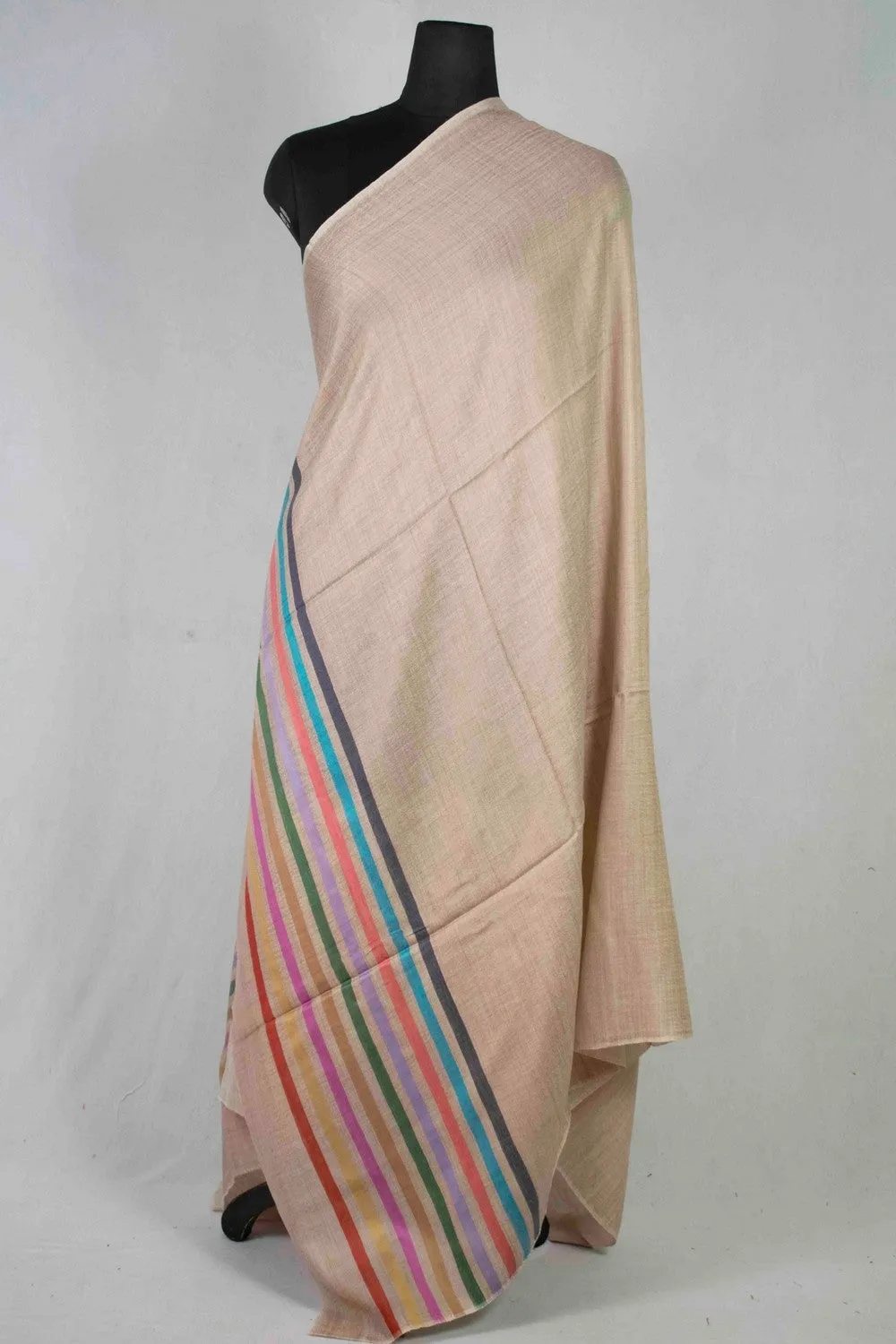 Ecru Beige Colour Basohli Pashmina Shawl