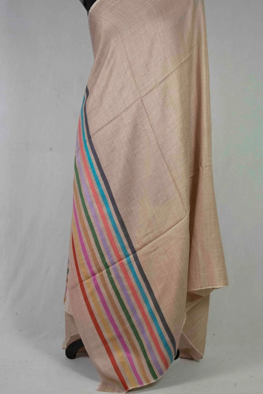 Ecru Beige Colour Basohli Pashmina Shawl