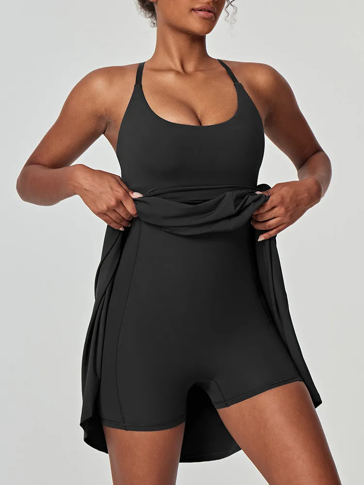 IUGA High Split Women's Tennis Dress with Built-in Shorts & Bra