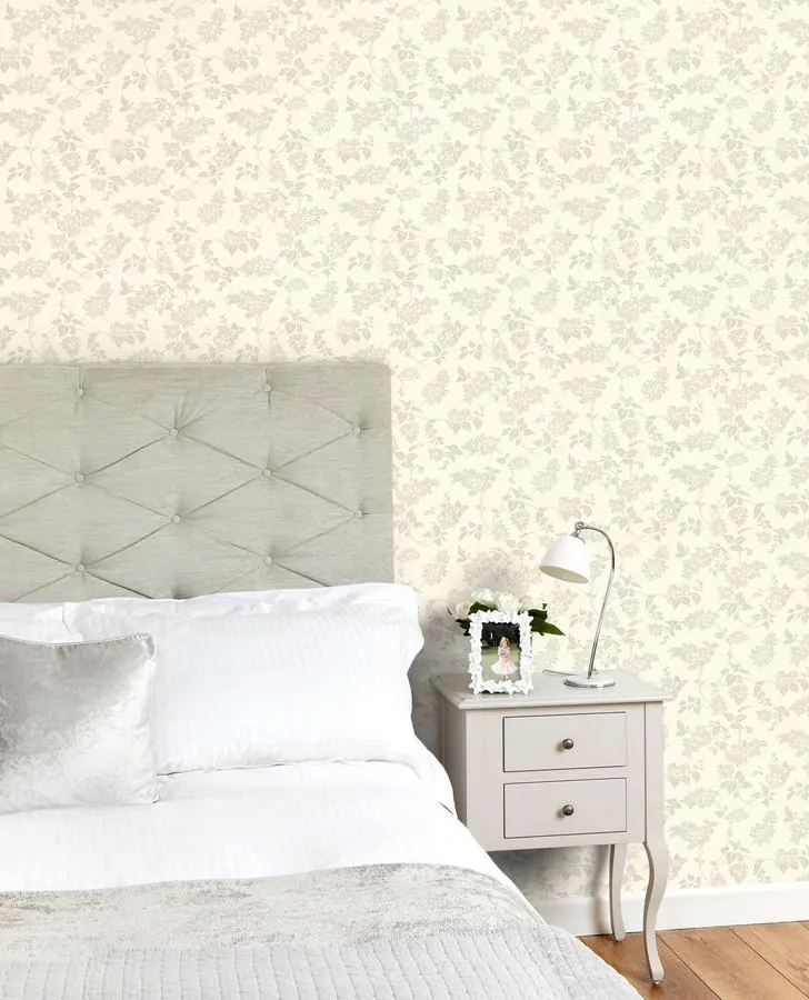 Lilac Dark Linen Floral Wallpaper