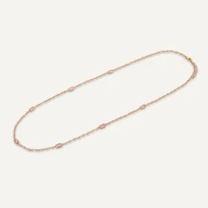 Long Pink Crystal Stone Necklace In Gold-Tone