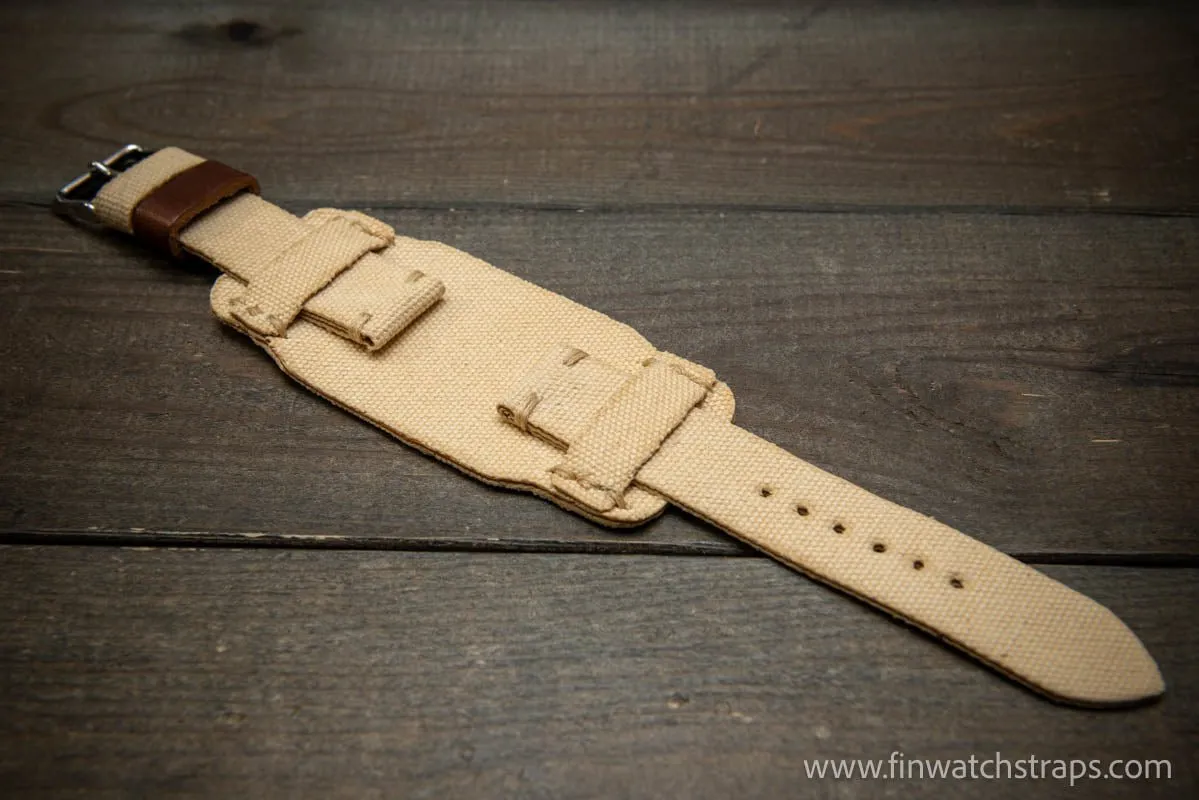 Military Bund Style Watch Strap: Vintage Canvas, handmade in Finland, Limited edition, watch lugs 10-26 mm.