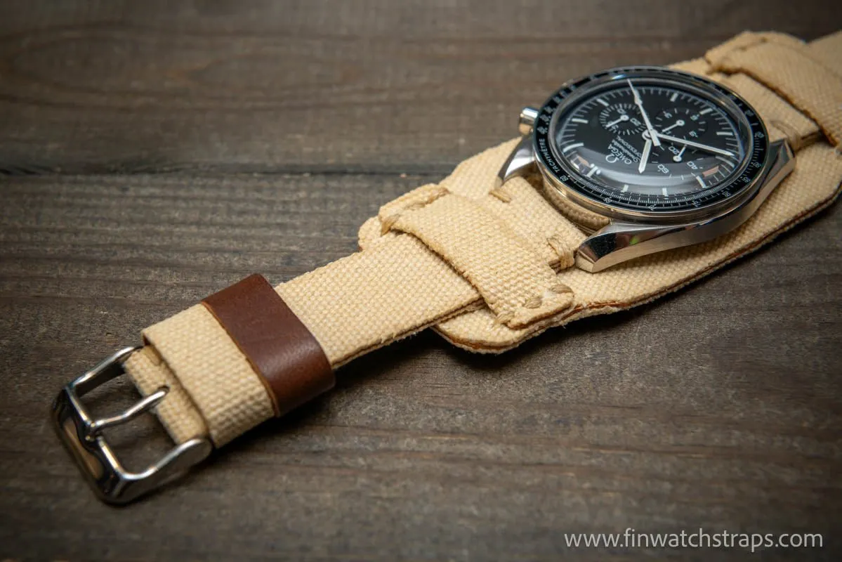 Military Bund Style Watch Strap: Vintage Canvas, handmade in Finland, Limited edition, watch lugs 10-26 mm.