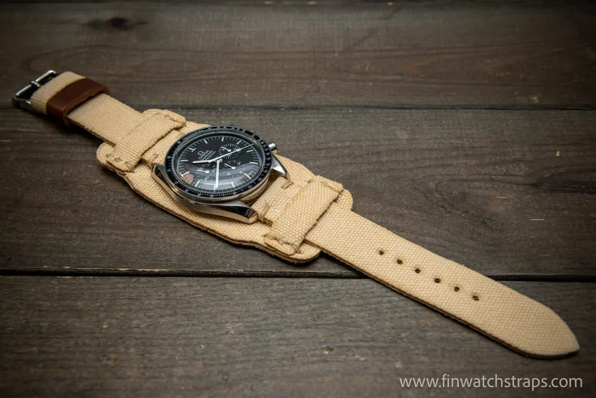 Military Bund Style Watch Strap: Vintage Canvas, handmade in Finland, Limited edition, watch lugs 10-26 mm.