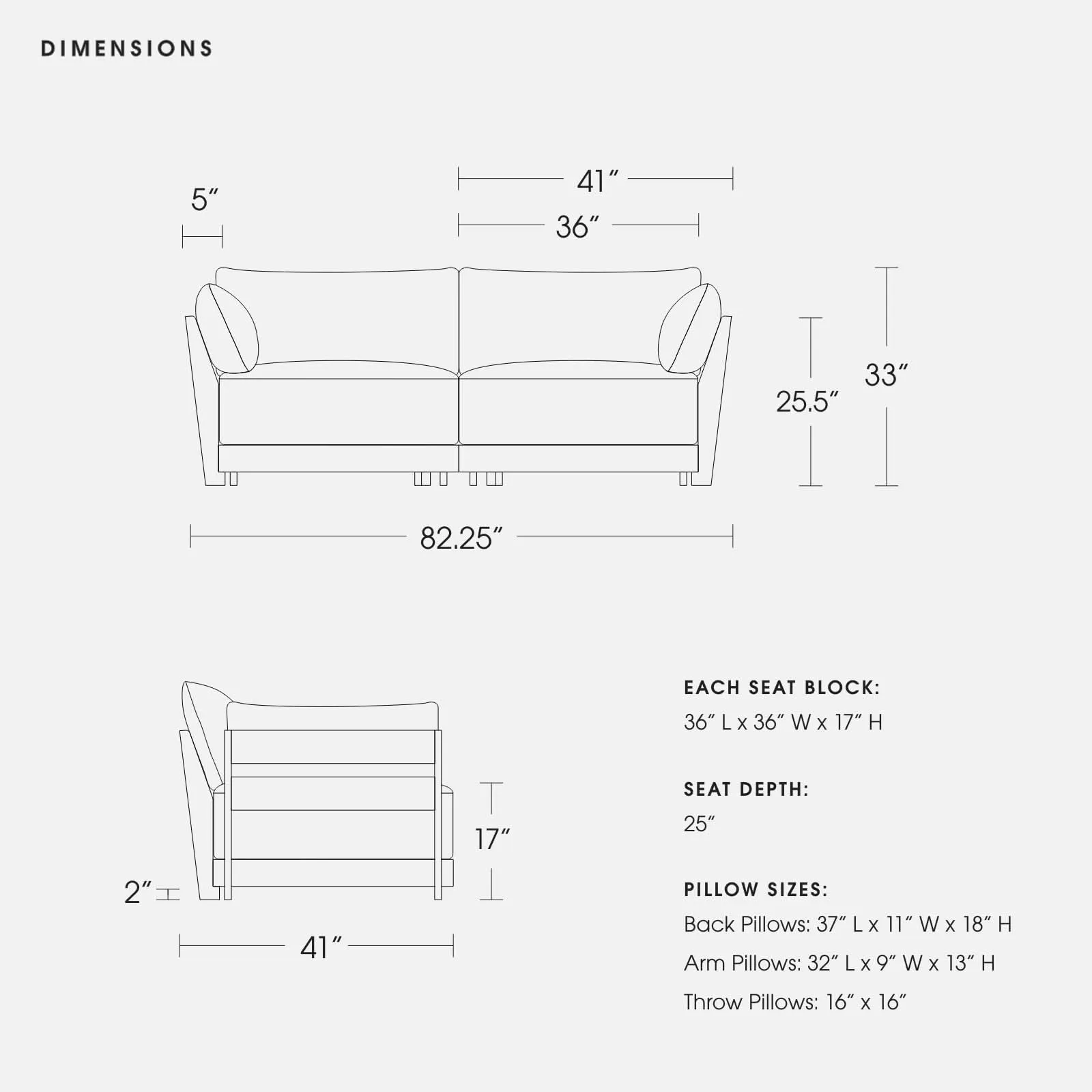 Modular Bondi Black 2-Seater Sofa in Rust | Memory Foam Blend