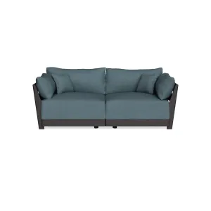 Modular Bondi Black 2-Seater Sofa in Slate Blue | Memory Foam Blend