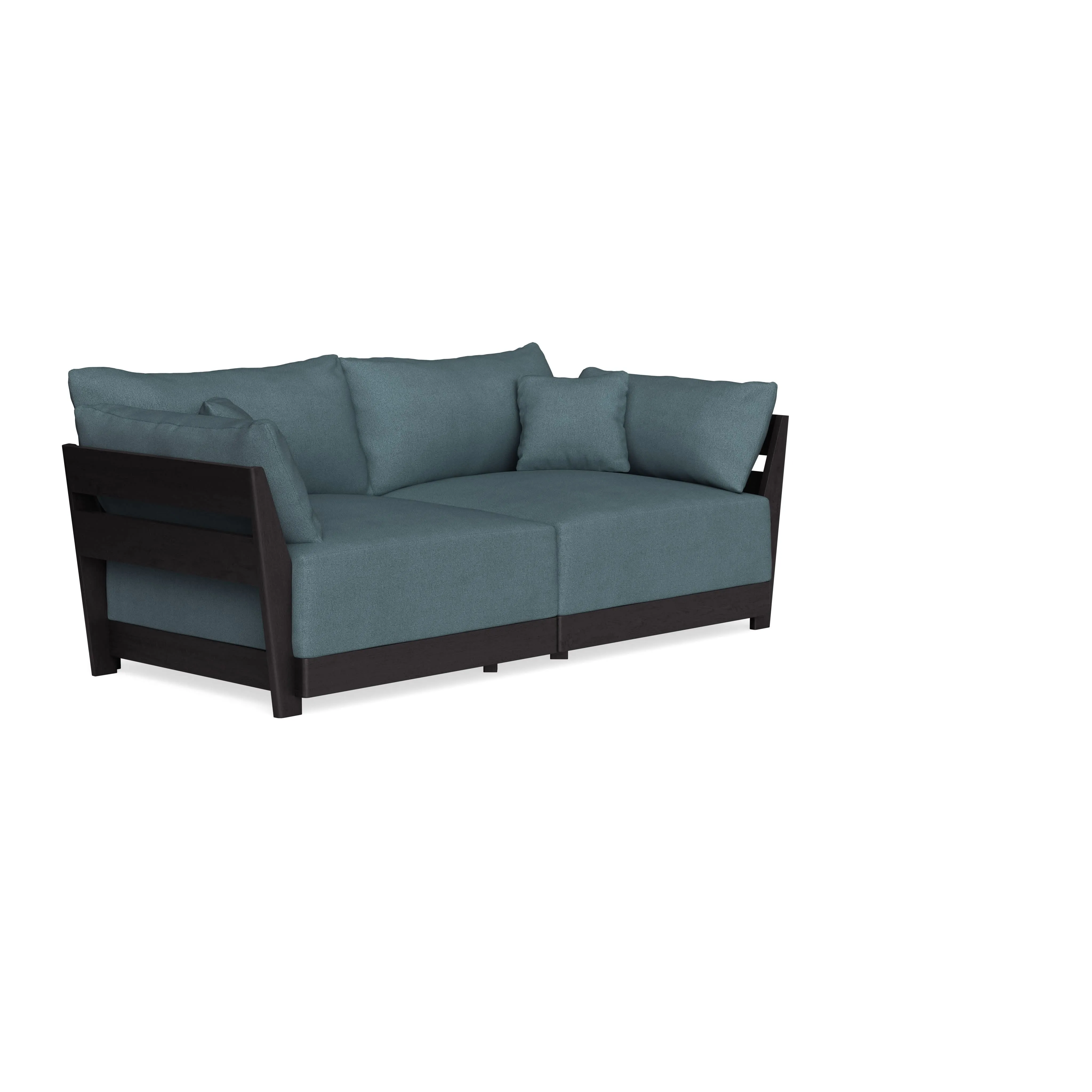 Modular Bondi Black 2-Seater Sofa in Slate Blue | Memory Foam Blend