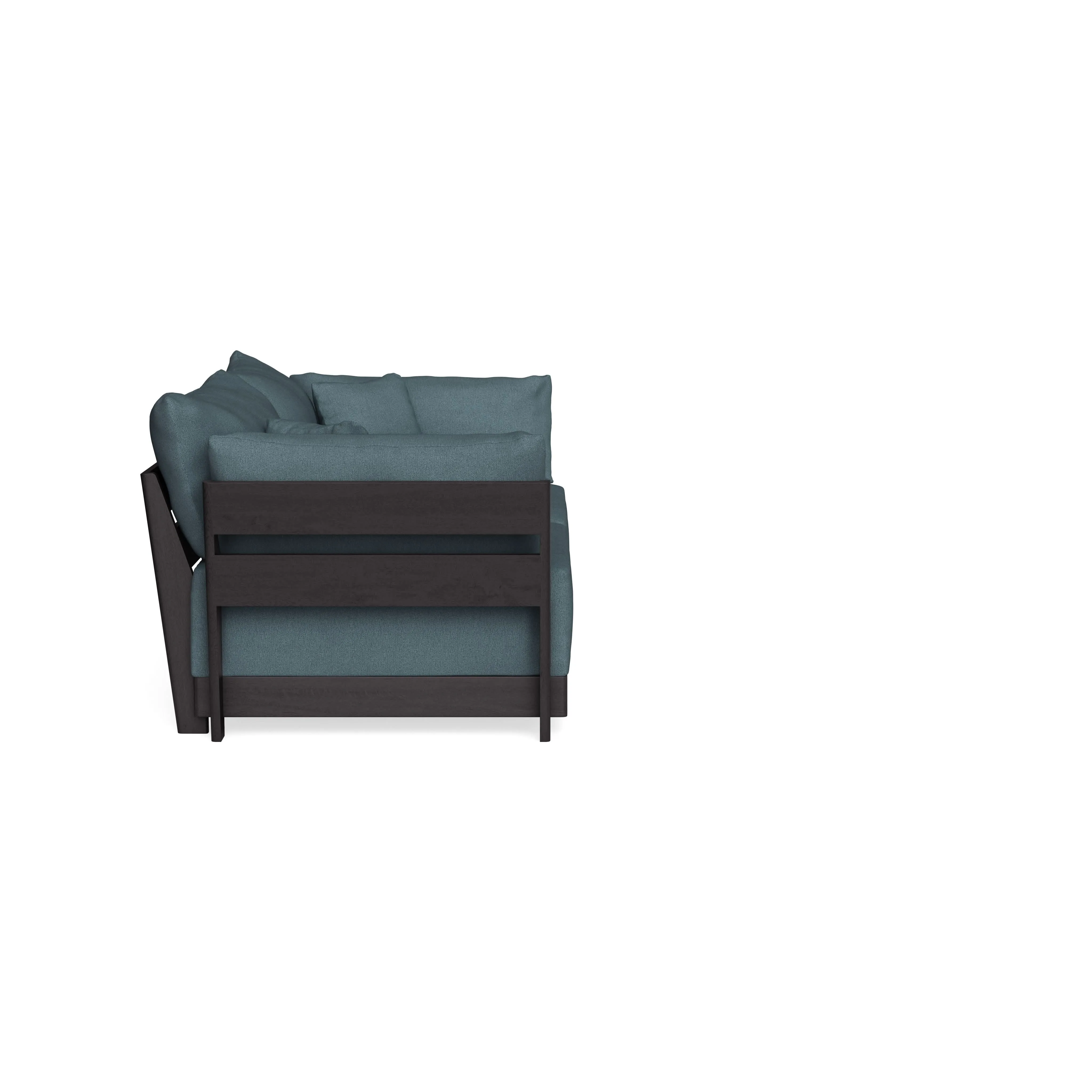 Modular Bondi Black 2-Seater Sofa in Slate Blue | Memory Foam Blend