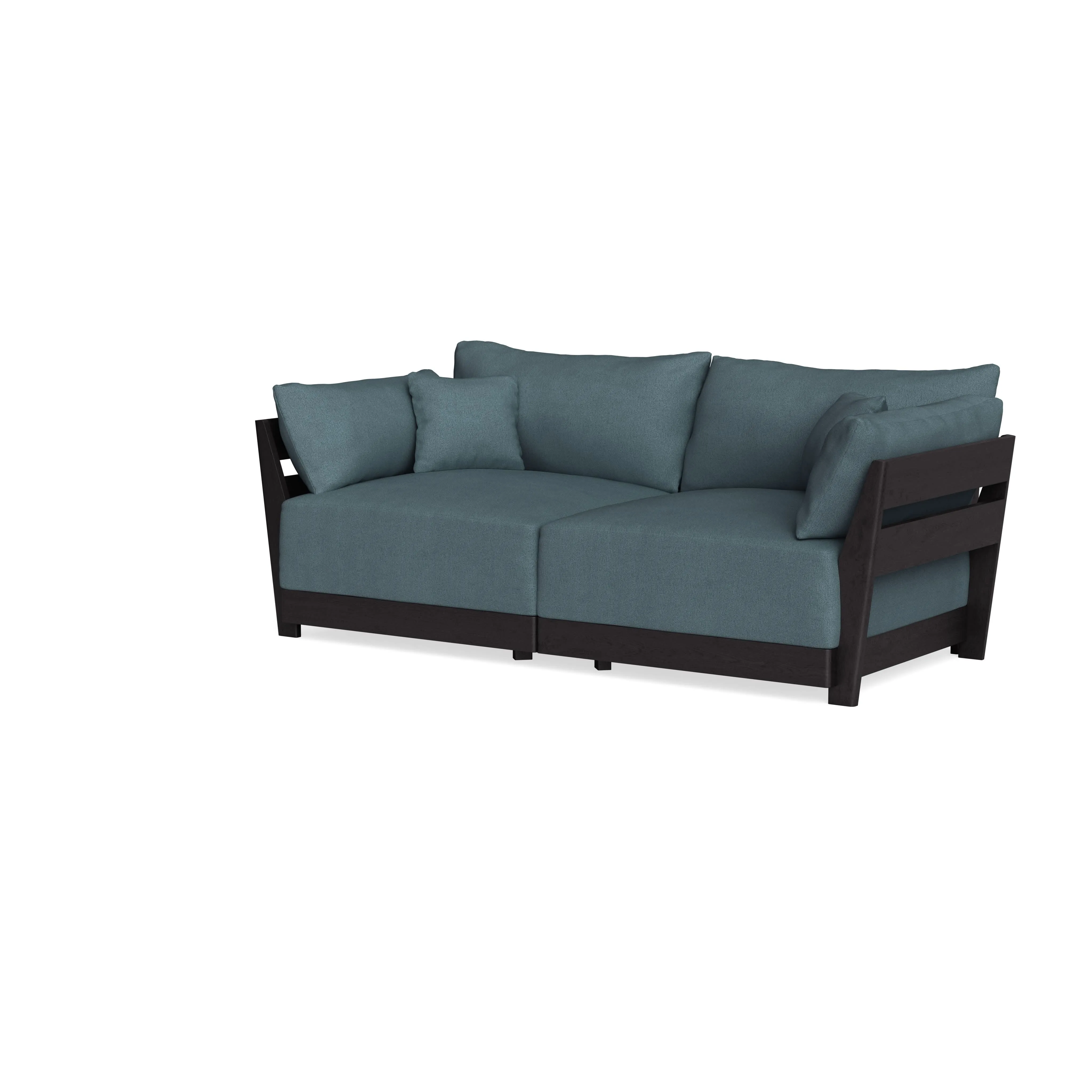 Modular Bondi Black 2-Seater Sofa in Slate Blue | Memory Foam Blend