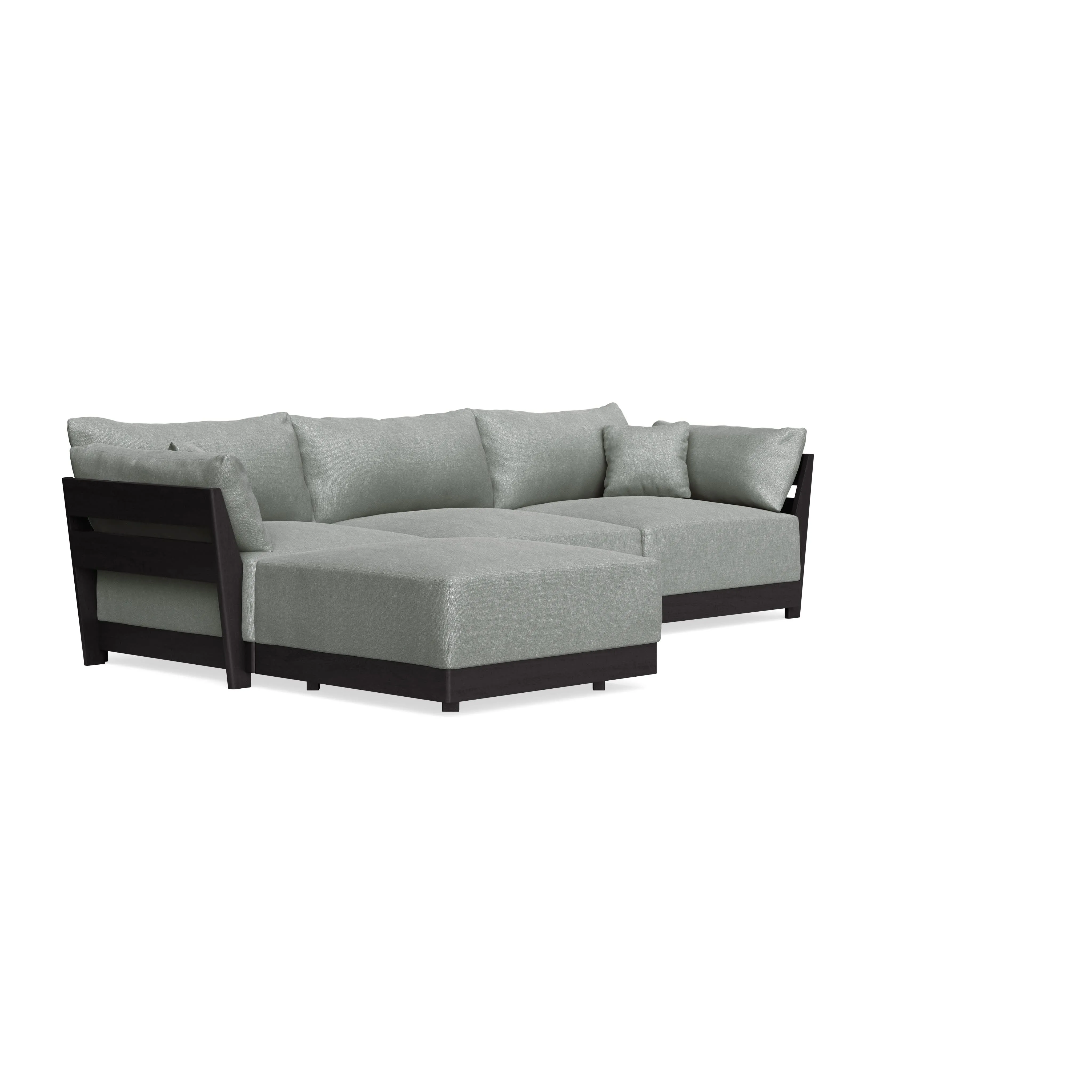 Modular Bondi Black 3-Seater Sectional in Storm Gray | Memory Foam Blend