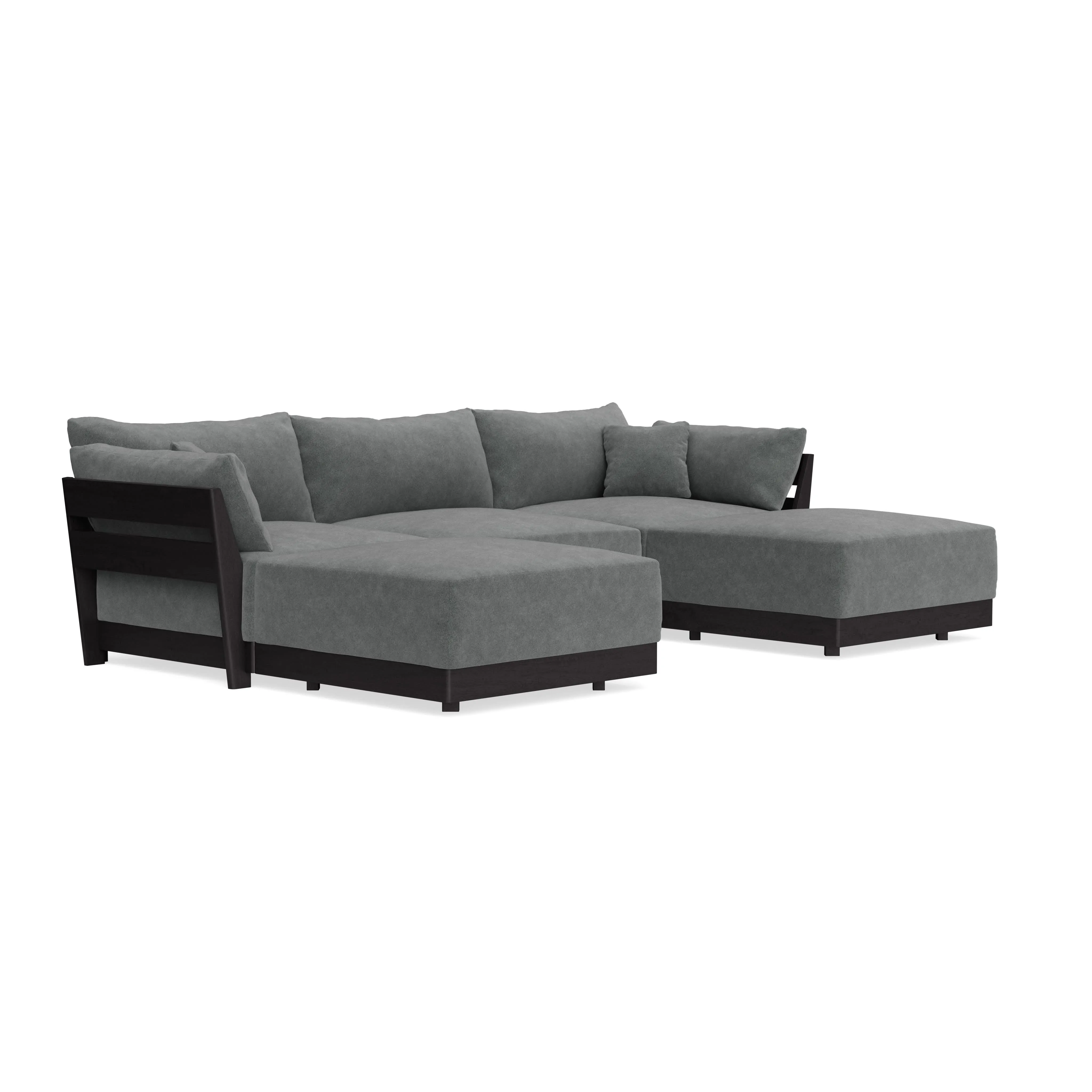 Modular Bondi Black 3-Seater U-Sectional in Chimney Gray | Memory Foam Blend