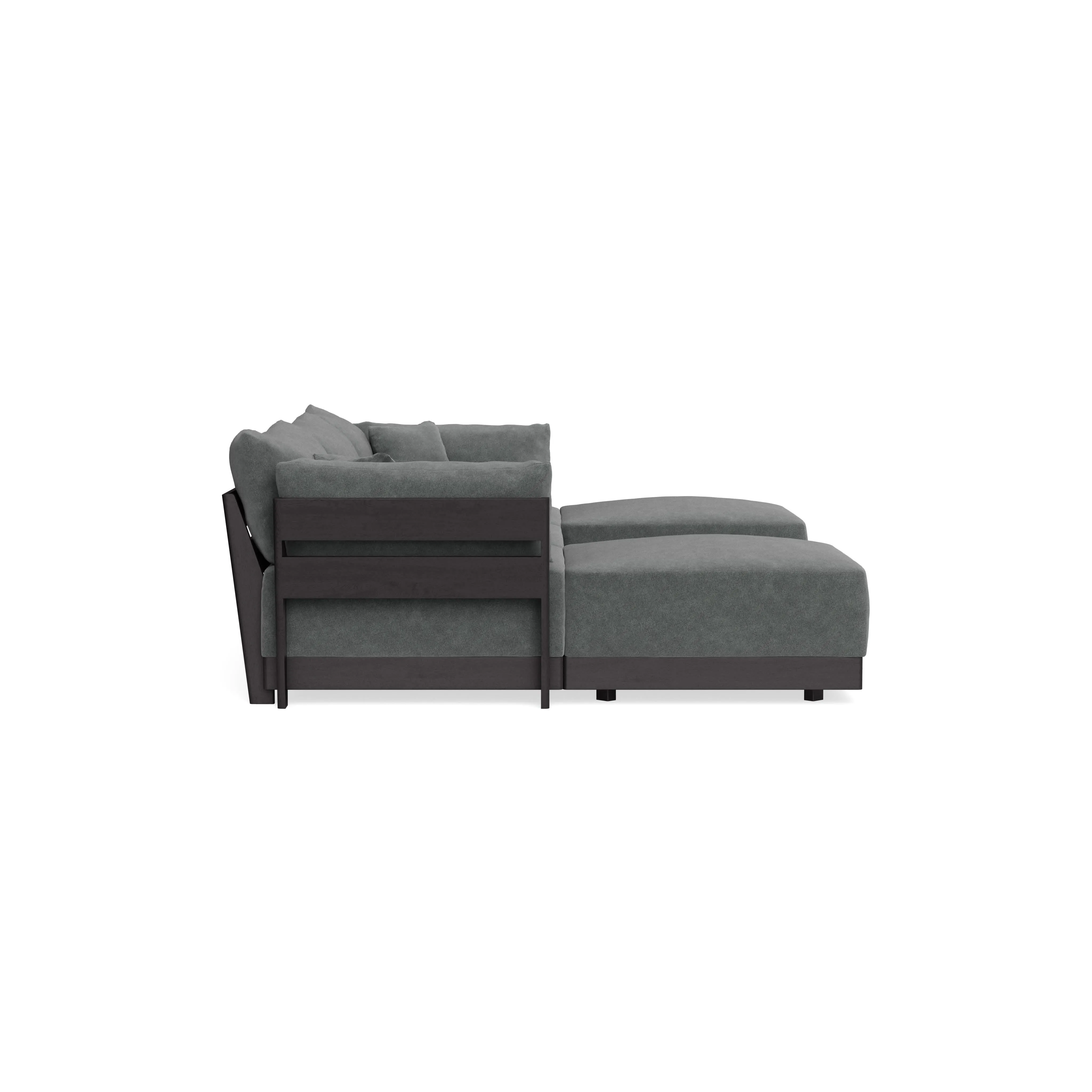 Modular Bondi Black 3-Seater U-Sectional in Chimney Gray | Memory Foam Blend