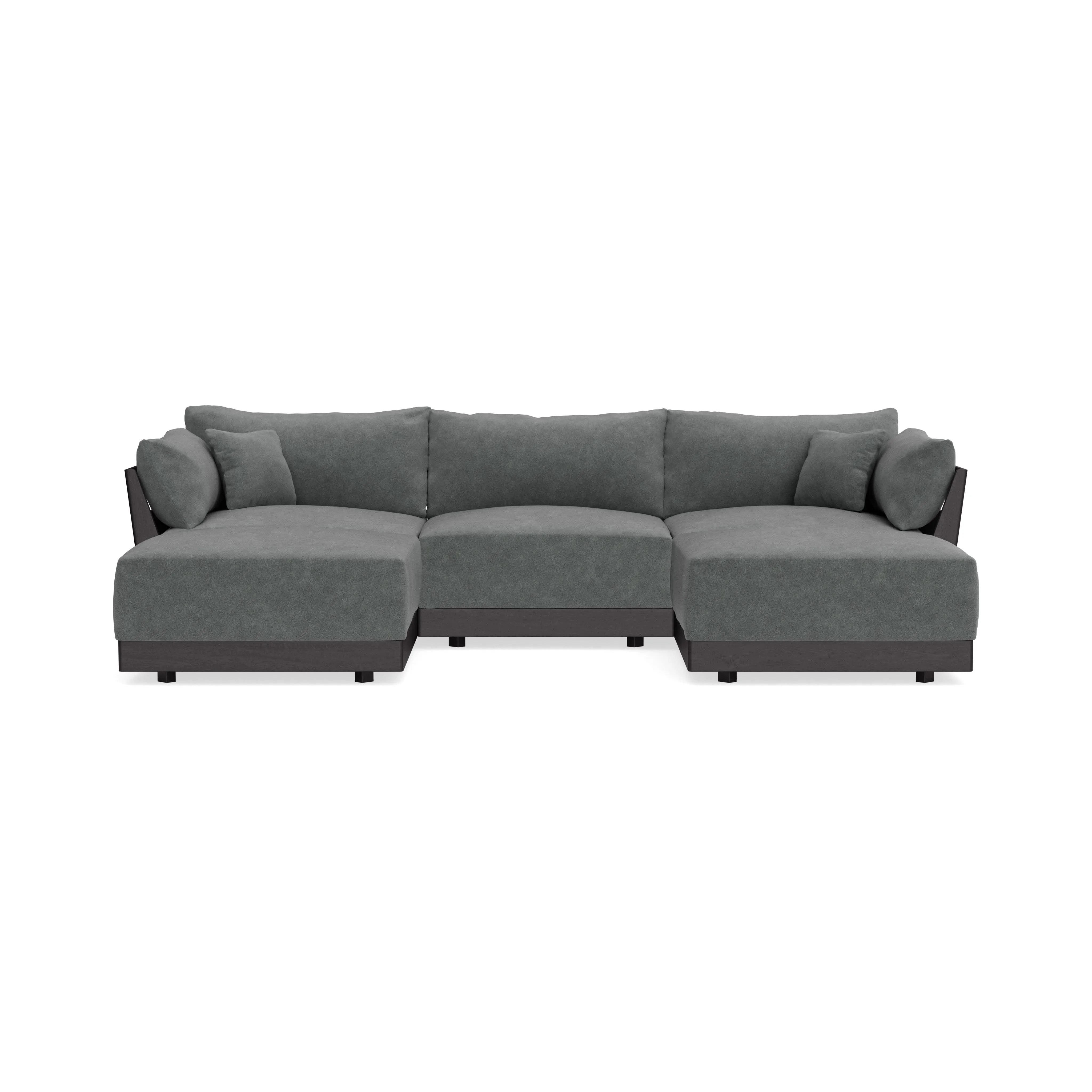 Modular Bondi Black 3-Seater U-Sectional in Chimney Gray | Memory Foam Blend