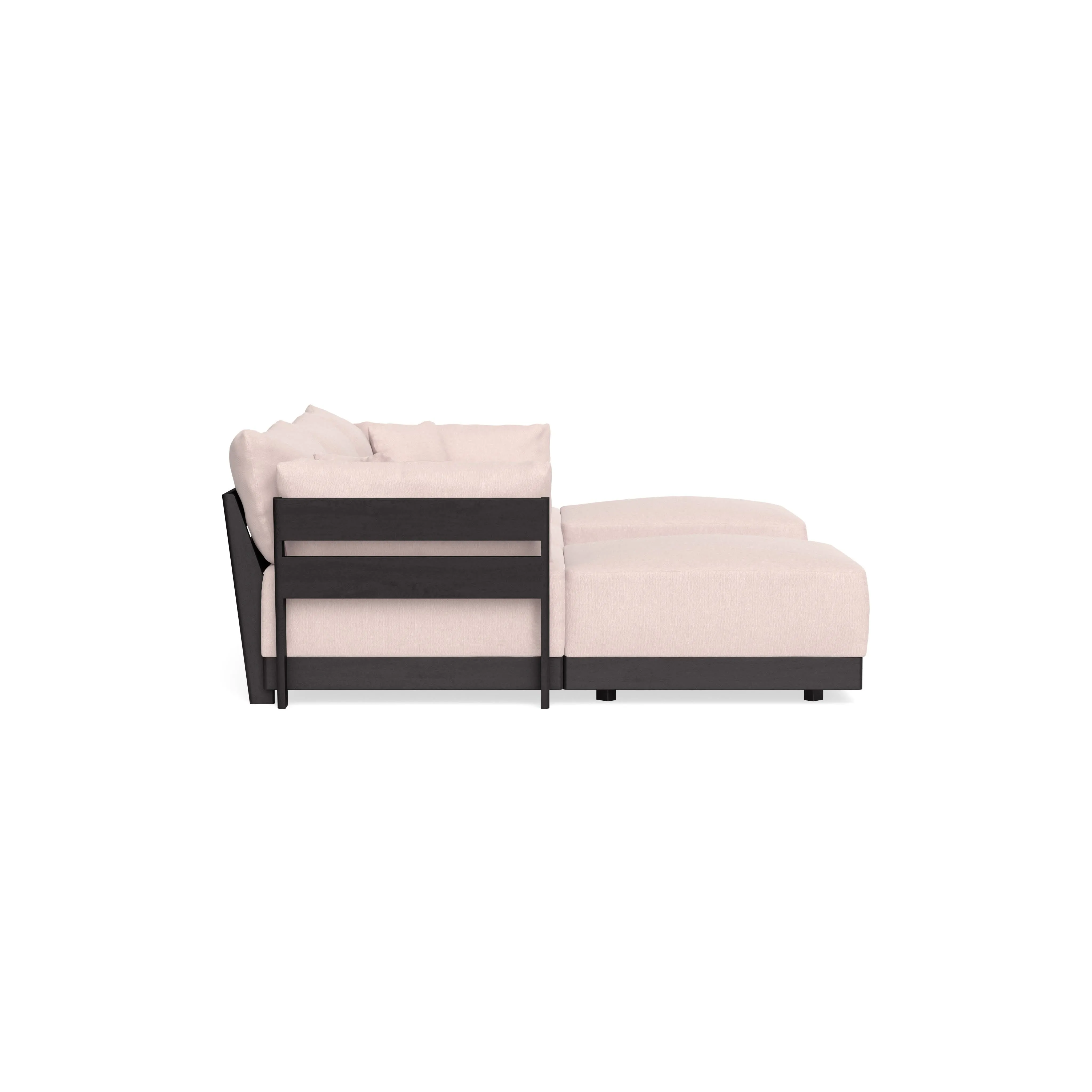 Modular Bondi Black 3-Seater U-Sectional in Peony | Memory Foam Blend