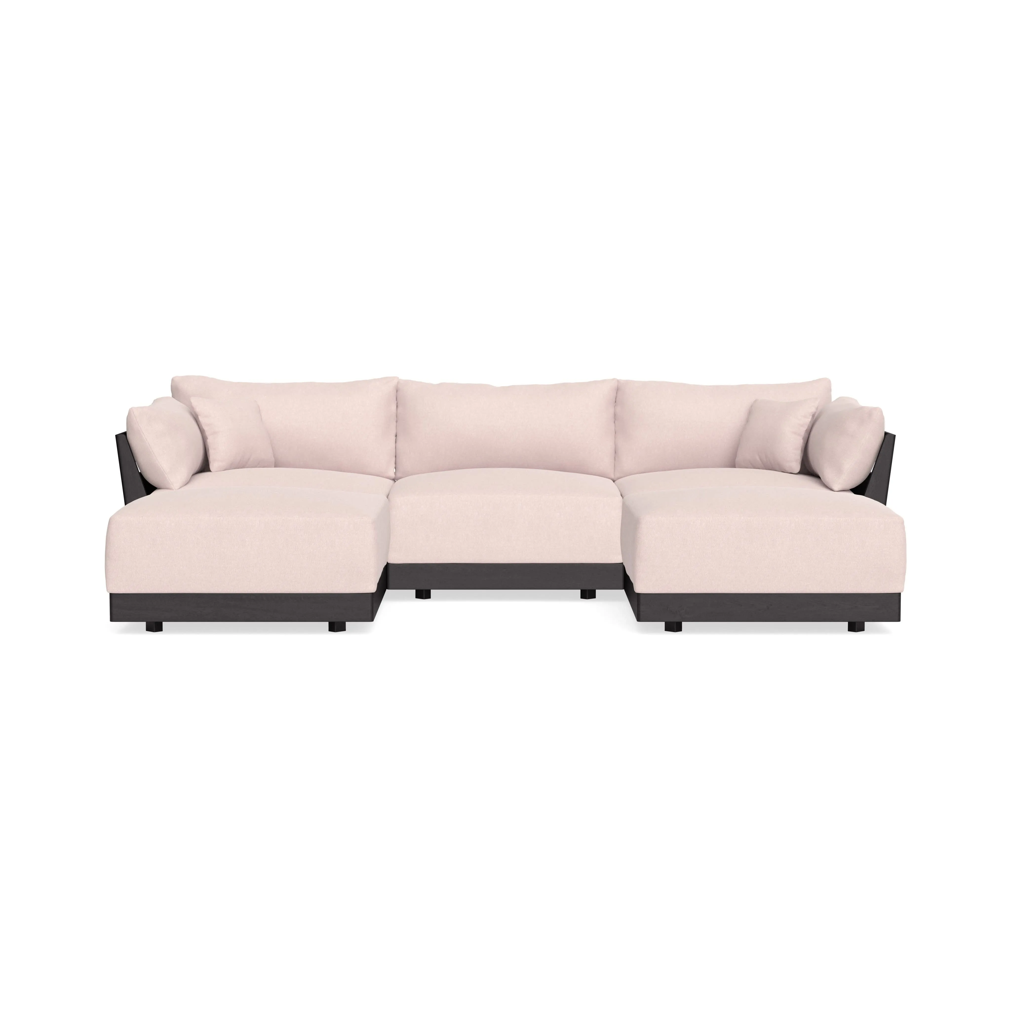 Modular Bondi Black 3-Seater U-Sectional in Peony | Memory Foam Blend