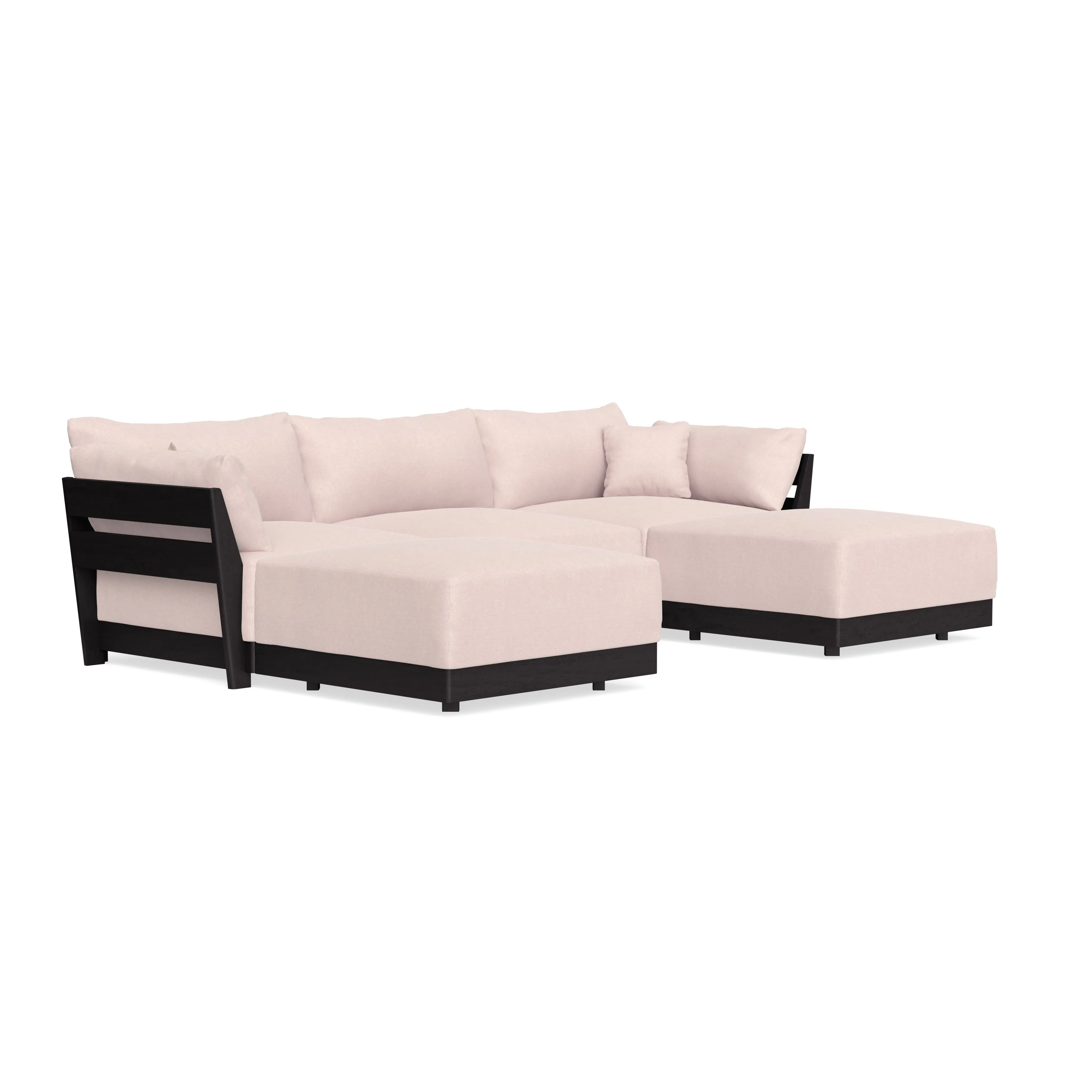 Modular Bondi Black 3-Seater U-Sectional in Peony | Memory Foam Blend