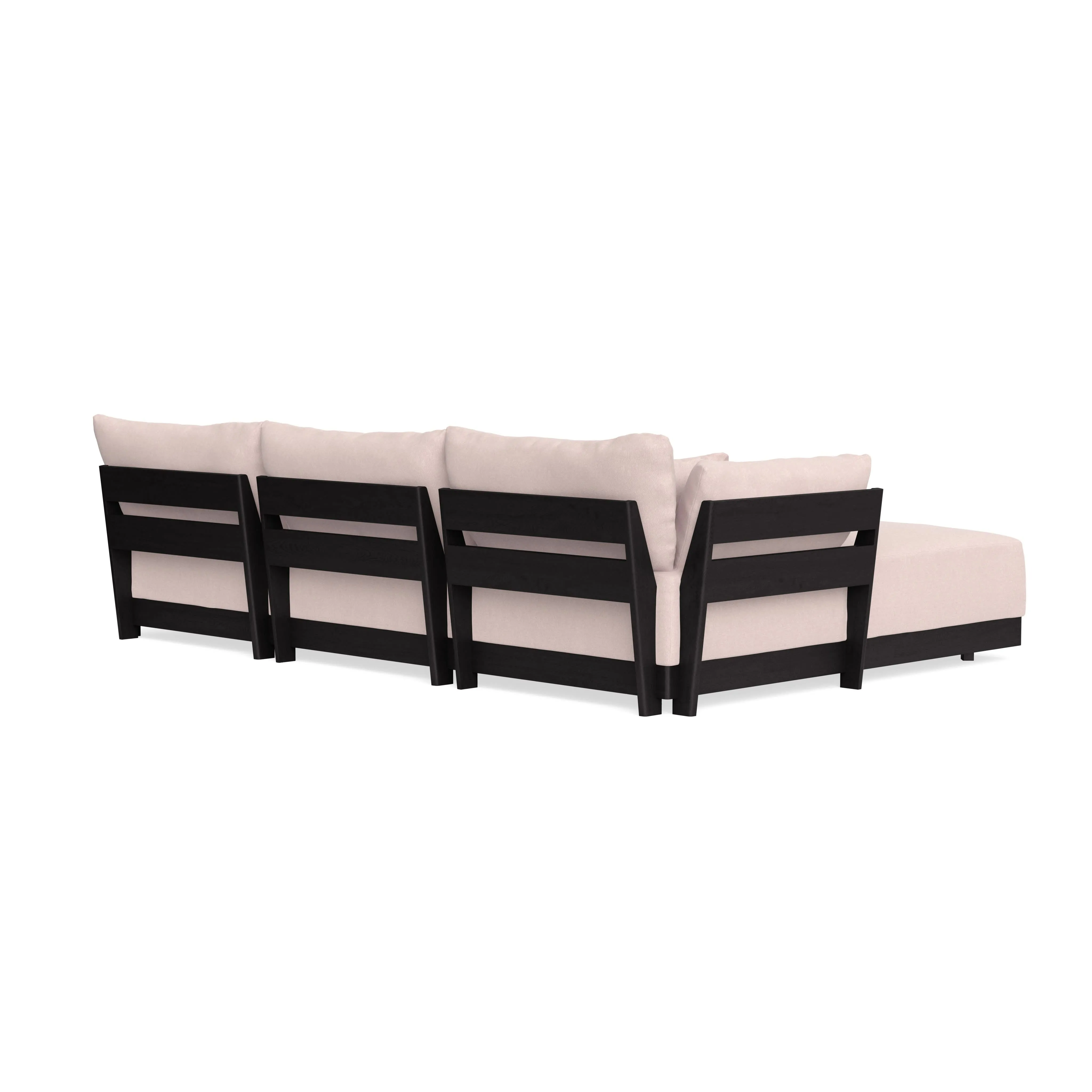 Modular Bondi Black 3-Seater U-Sectional in Peony | Memory Foam Blend